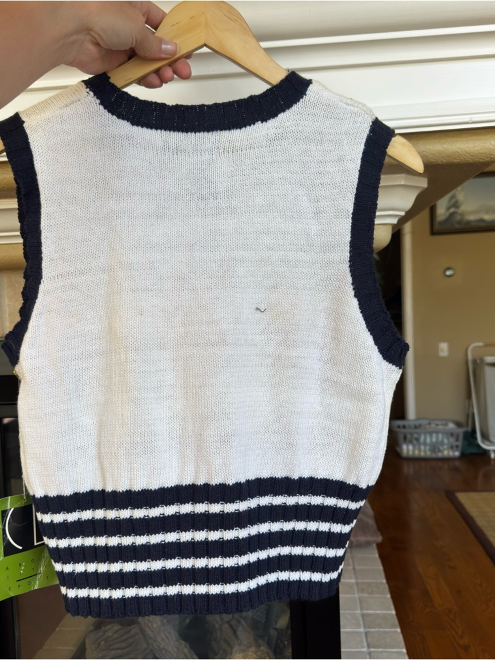 Vintage 90s Knit Sweater Top Patriotic Summer East Coast Preppy Cotton Large - Picture 5 of 5